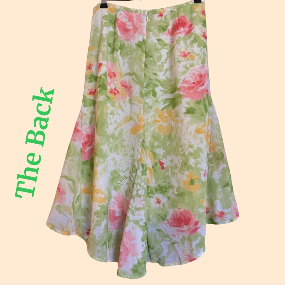 EMMA JAMES Floral Cottagecore Boho Women’s Skirt Gauzy Hi/Low Light Airy Lined - Picture 2 of 13
